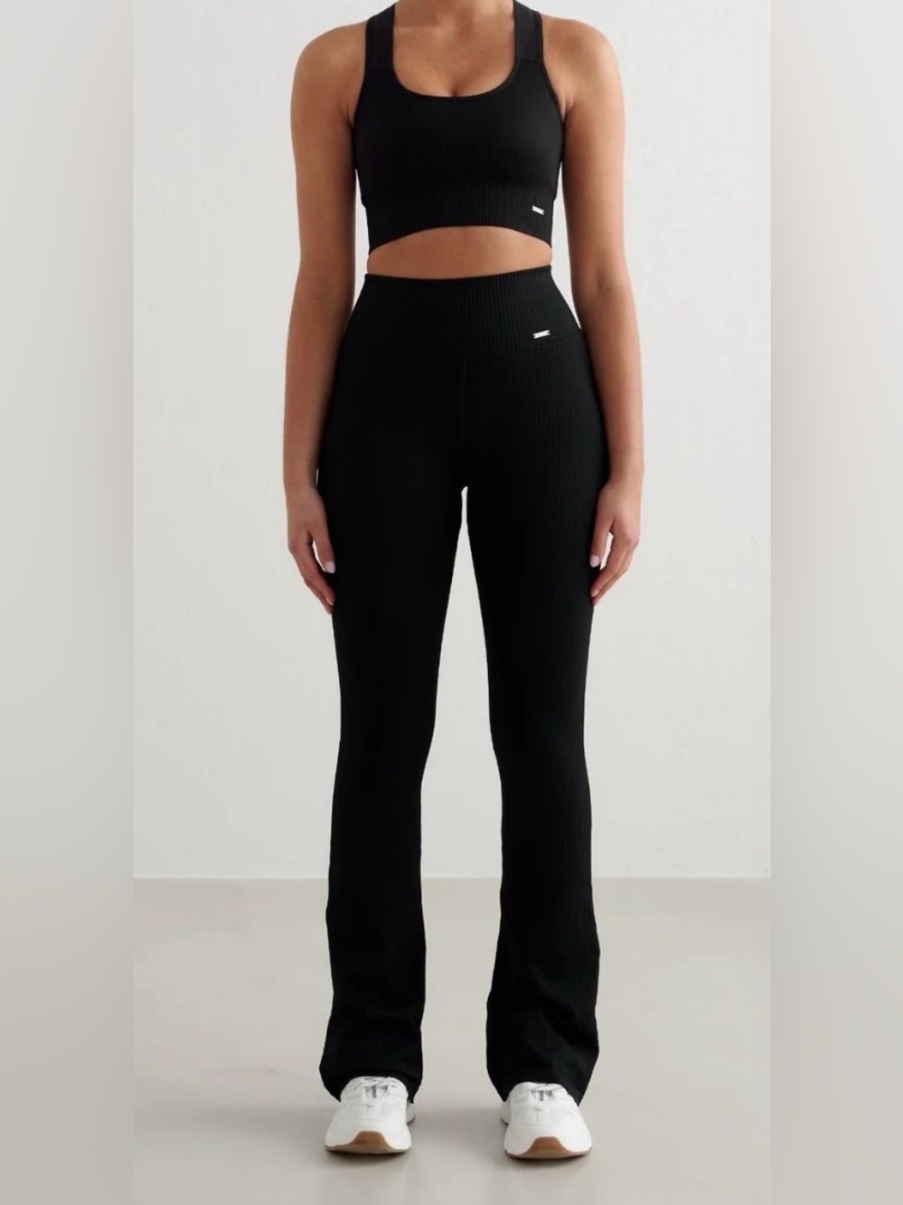Aim’n Black Ribbed Seamless Flare Tights
